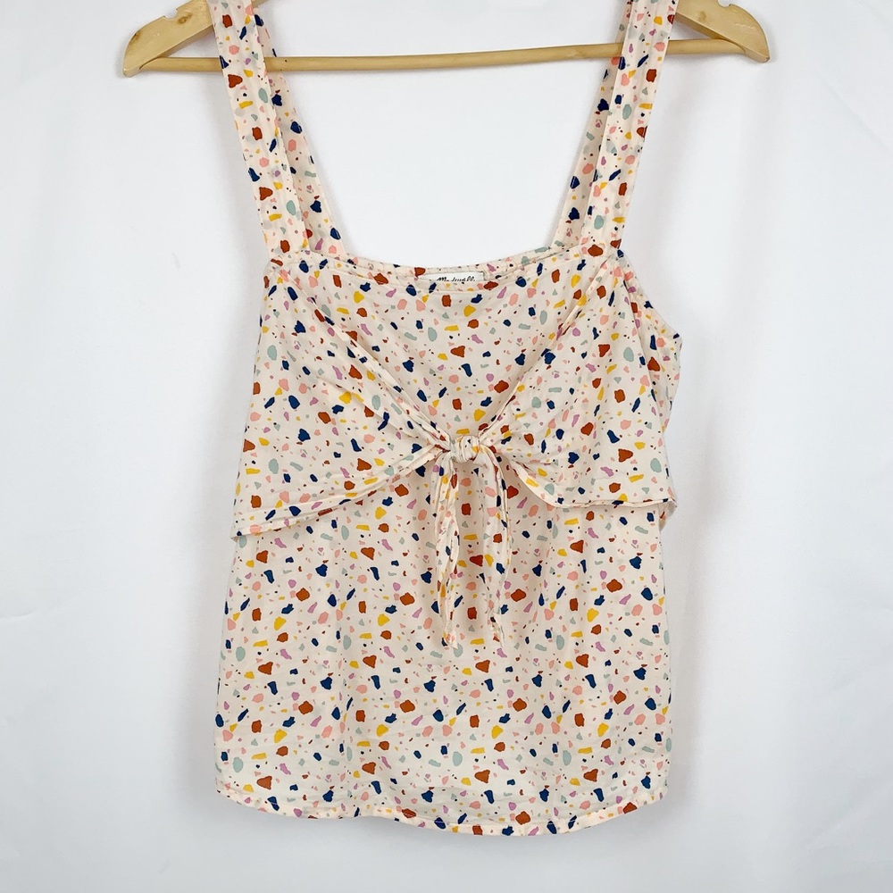 Madewell Tie-Front Cami Tank Top in Terrazzo Confetti - Picture 3 of 9